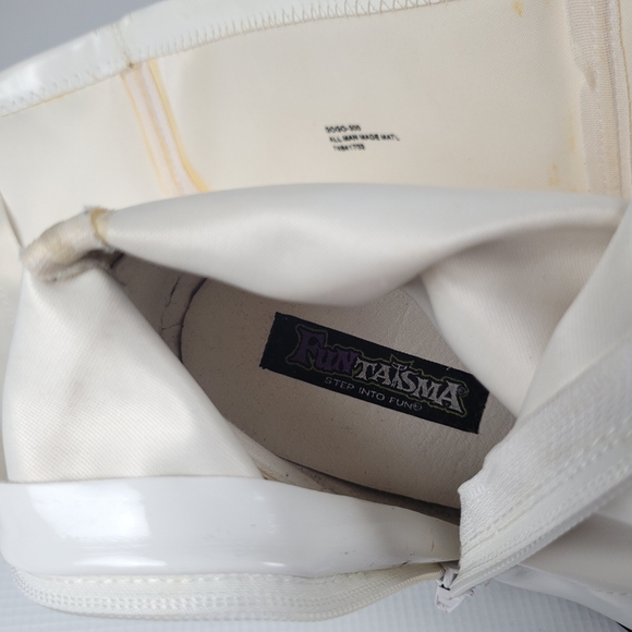 Funtasmas Women's Gogo300 Wide Calf White Boots Patent Leather Size 7 - Picture 12 of 12